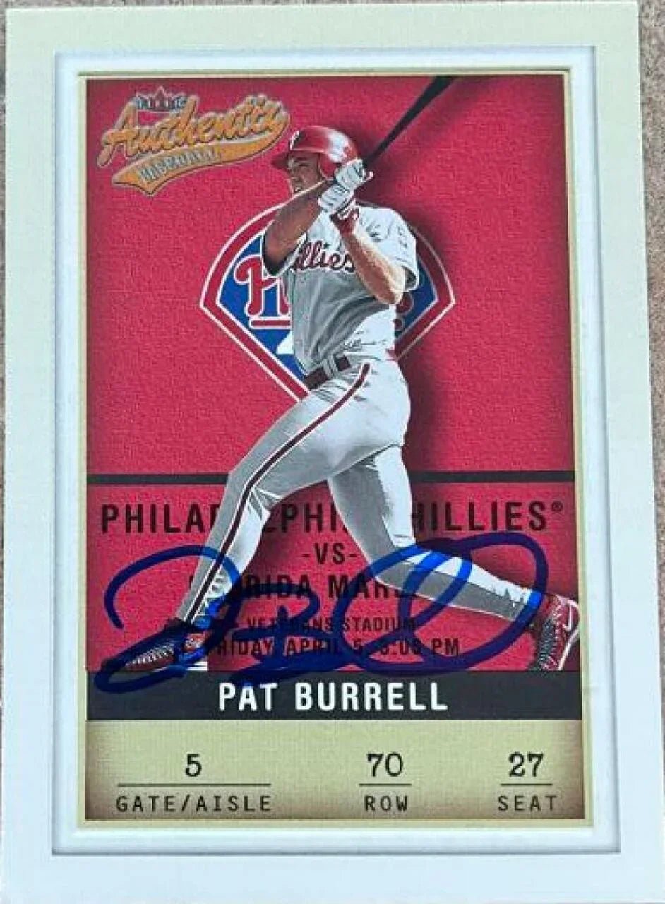 Pat Burrell Signed 2002 Fleer Authentix Front Row Baseball Card - Philadelphia Phillies