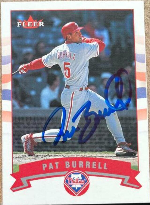 Pat Burrell Signed 2002 Fleer Baseball Card - Philadelphia Phillies - #73 - PastPros