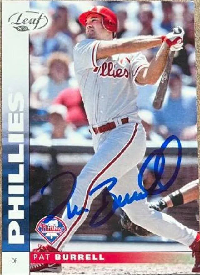 Pat Burrell Signed 2002 Leaf Baseball Card - Philadelphia Phillies