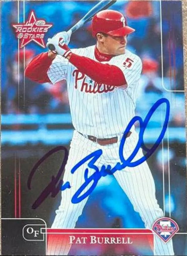 Pat Burrell Signed 2002 Leaf Rookies & Stars Baseball Card - Philadelphia Phillies