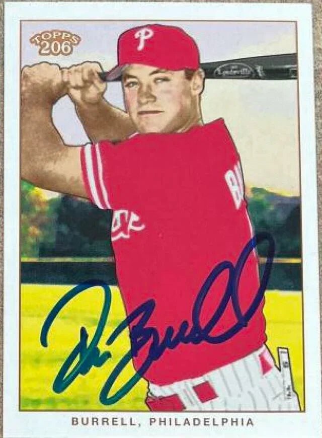 Pat Burrell Signed 2002 Topps 206 Baseball Card - Philadelphia Phillies #123