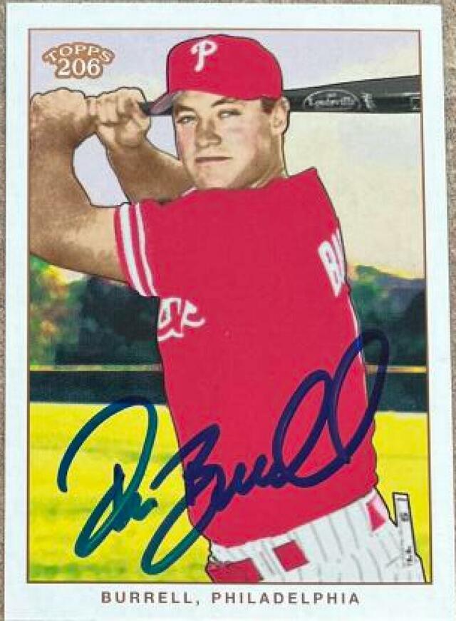 Pat Burrell Signed 2002 Topps 206 Baseball Card - Philadelphia Phillies #123 - PastPros