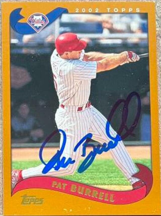 Pat Burrell Signed 2002 Topps Baseball Card - Philadelphia Phillies - PastPros