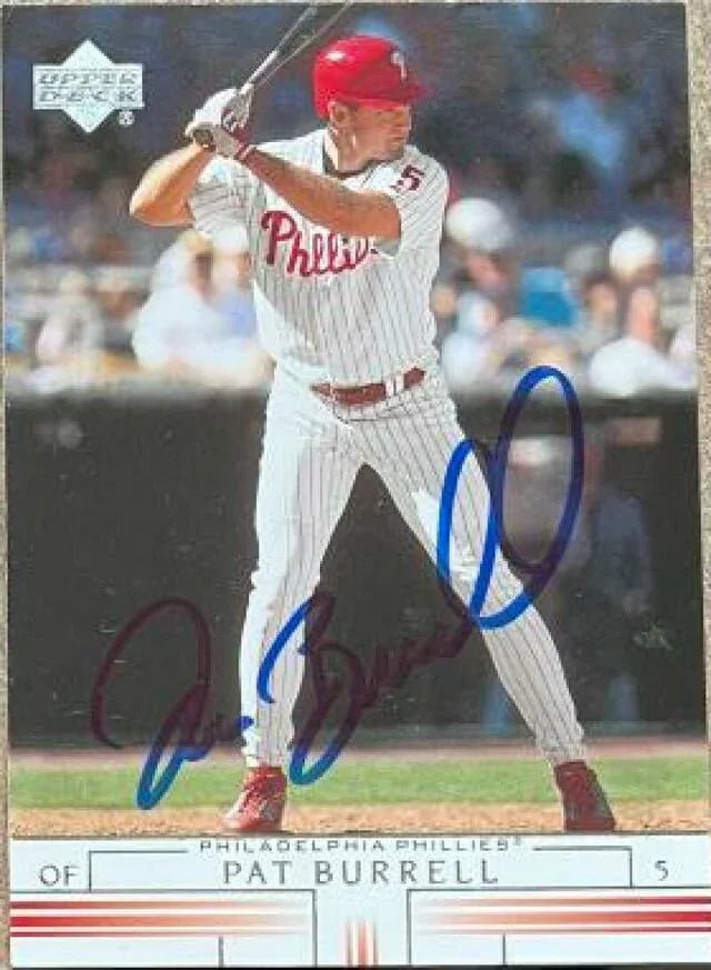 Pat Burrell Signed 2002 Upper Deck Baseball Card - Philadelphia Phillies