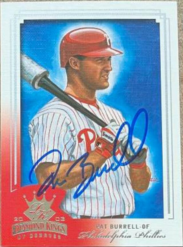 Pat Burrell Signed 2003 Donruss Diamond Kings Baseball Card - Philadelphia Phillies - PastPros