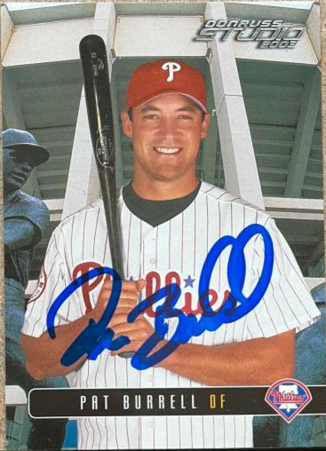 Pat Burrell Signed 2003 Donruss Studio Baseball Card - Philadelphia Phillies - PastPros
