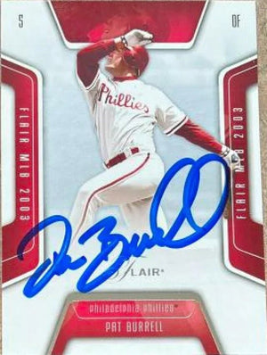 Pat Burrell Signed 2003 Flair Baseball Card - Philadelphia Phillies