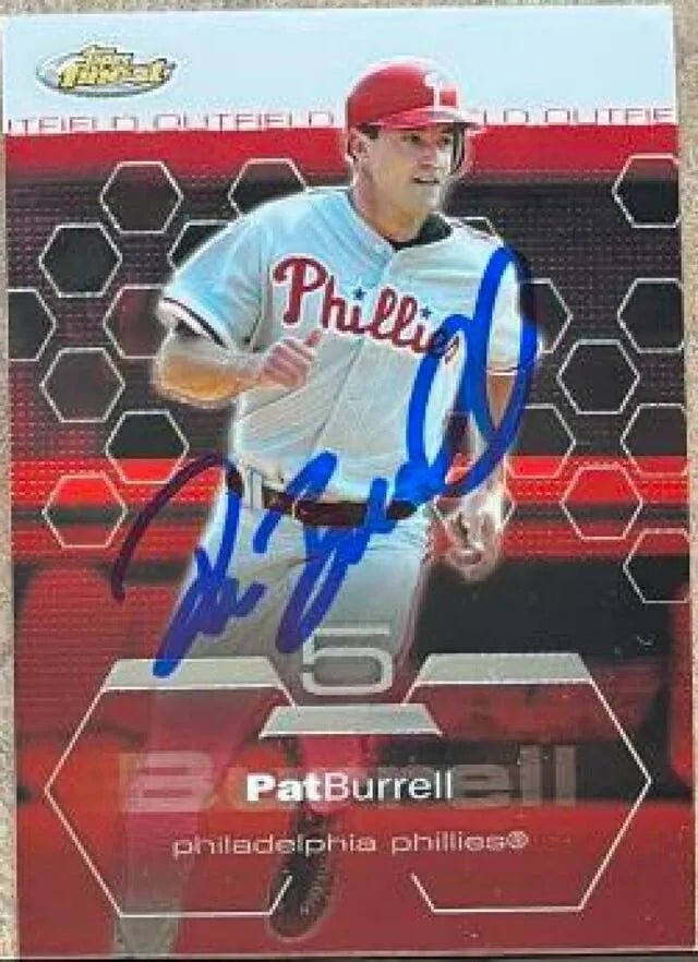 Pat Burrell Signed 2003 Topps Finest Baseball Card - Philadelphia Phillies