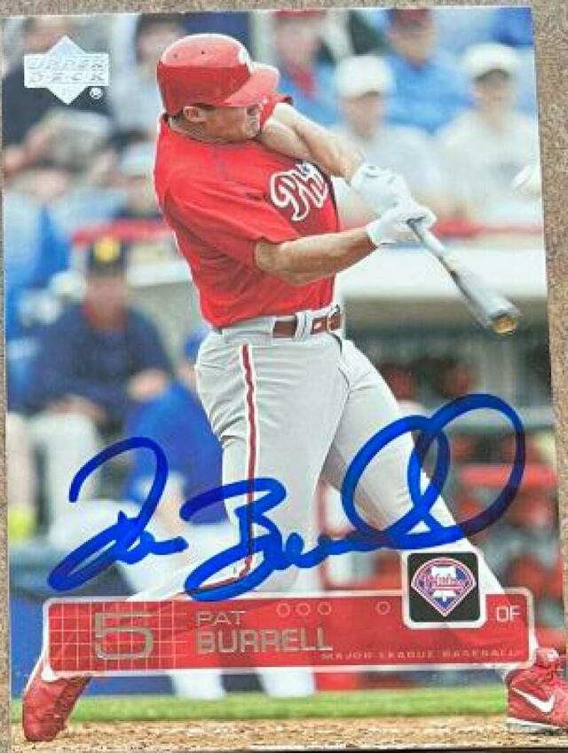 Pat Burrell Signed 2003 Upper Deck Baseball Card - Philadelphia Phillies - PastPros