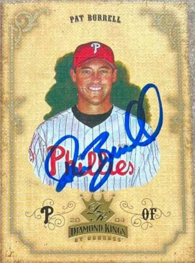Pat Burrell Signed 2004 Donruss Diamond Kings Baseball Card - Philadelphia Phillies