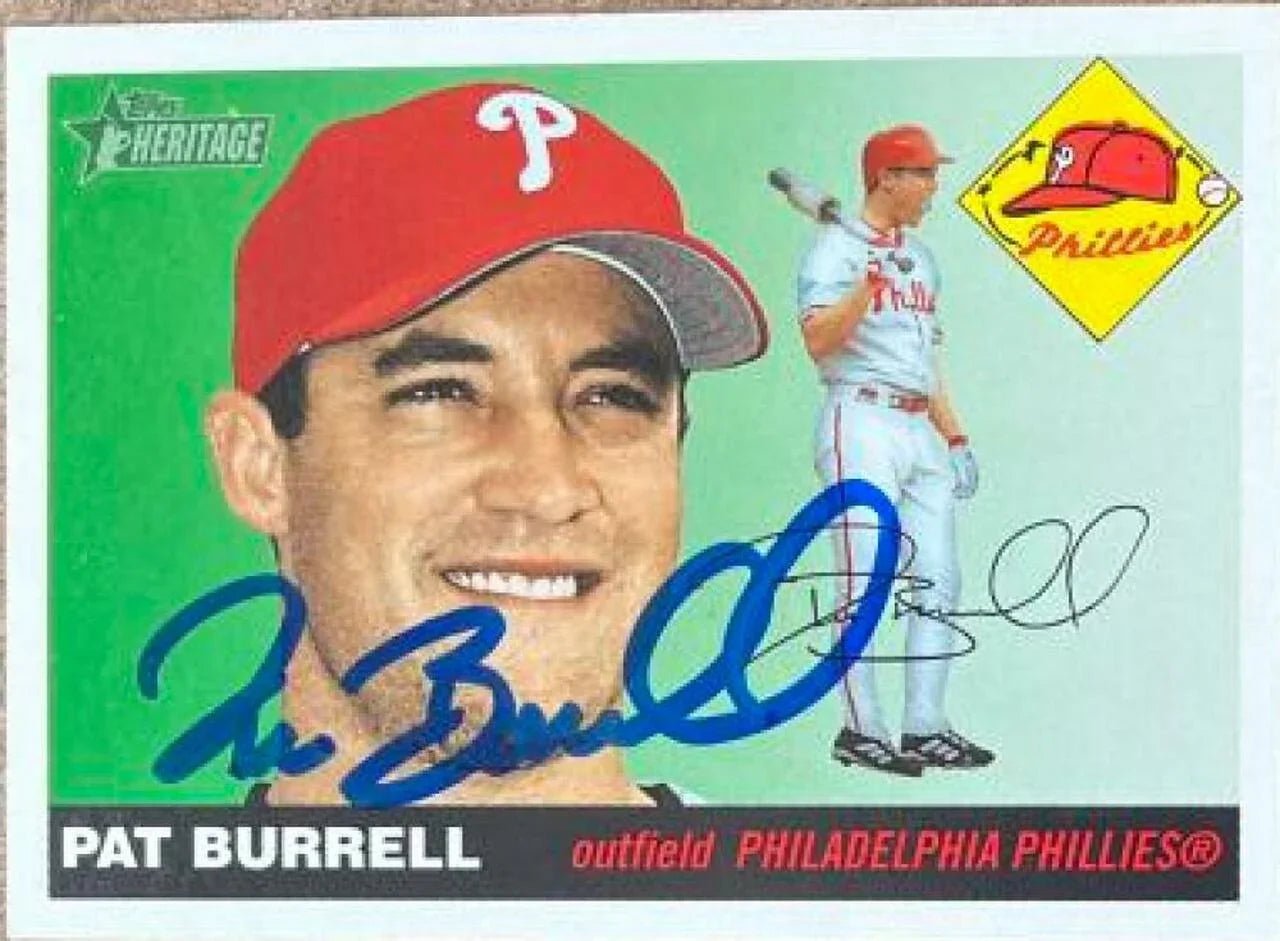 Pat Burrell Signed 2004 Topps Heritage (Old Logo) Baseball Card - Philadelphia Phillies