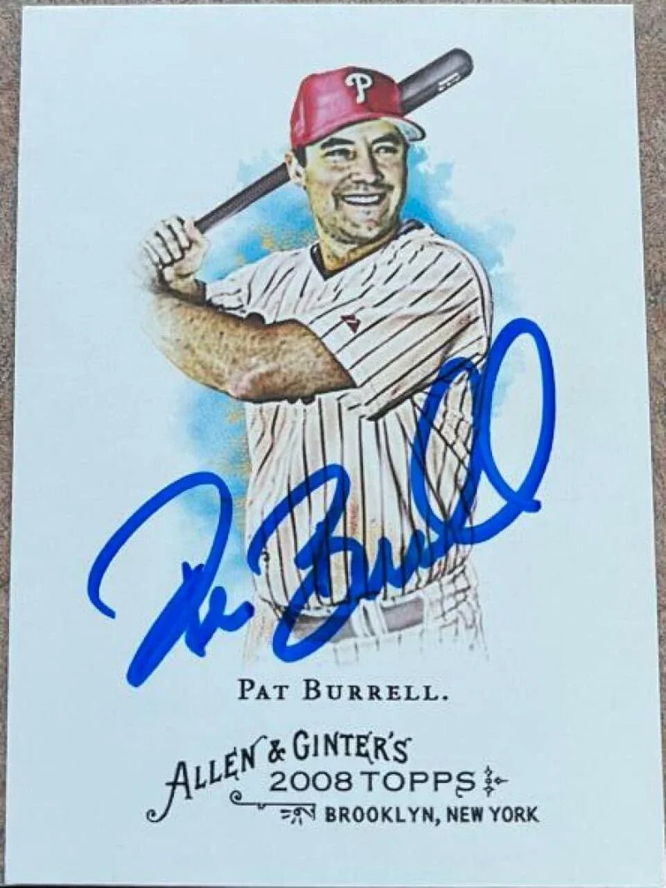 Pat Burrell Signed 2008 Allen & Ginter Baseball Card - Philadelphia Phillies