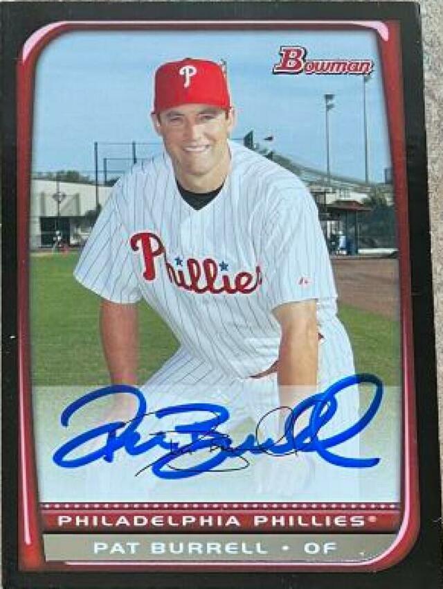 Pat Burrell Signed 2008 Bowman Baseball Card - Philadelphia Phillies - PastPros