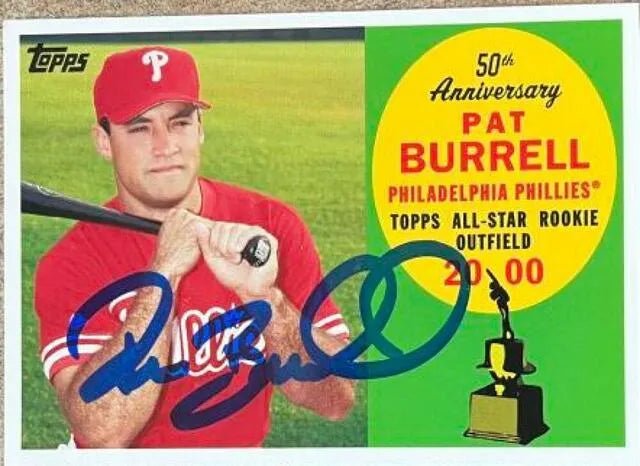 Pat Burrell Signed 2008 Topps All-Rookie Team 50th Anniversary Baseball Card - Philadelphia Phillies