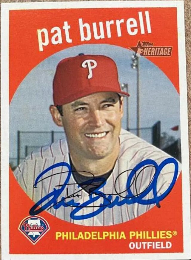 Pat Burrell Signed 2008 Topps Heritage Baseball Card - Philadelphia Phillies