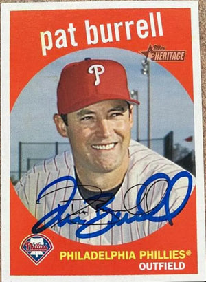 Pat Burrell Signed 2008 Topps Heritage Baseball Card - Philadelphia Phillies - PastPros