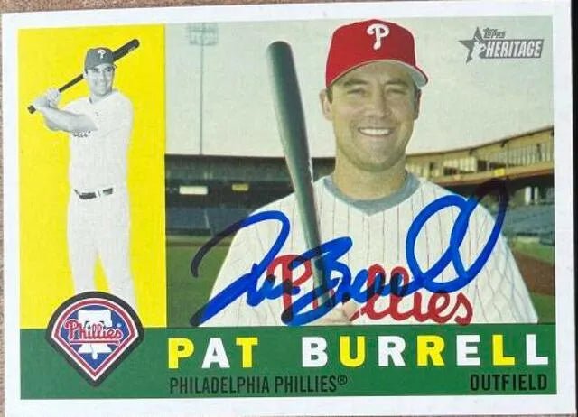 Pat Burrell Signed 2009 Topps Heritage Baseball Card - Philadelphia Phillies