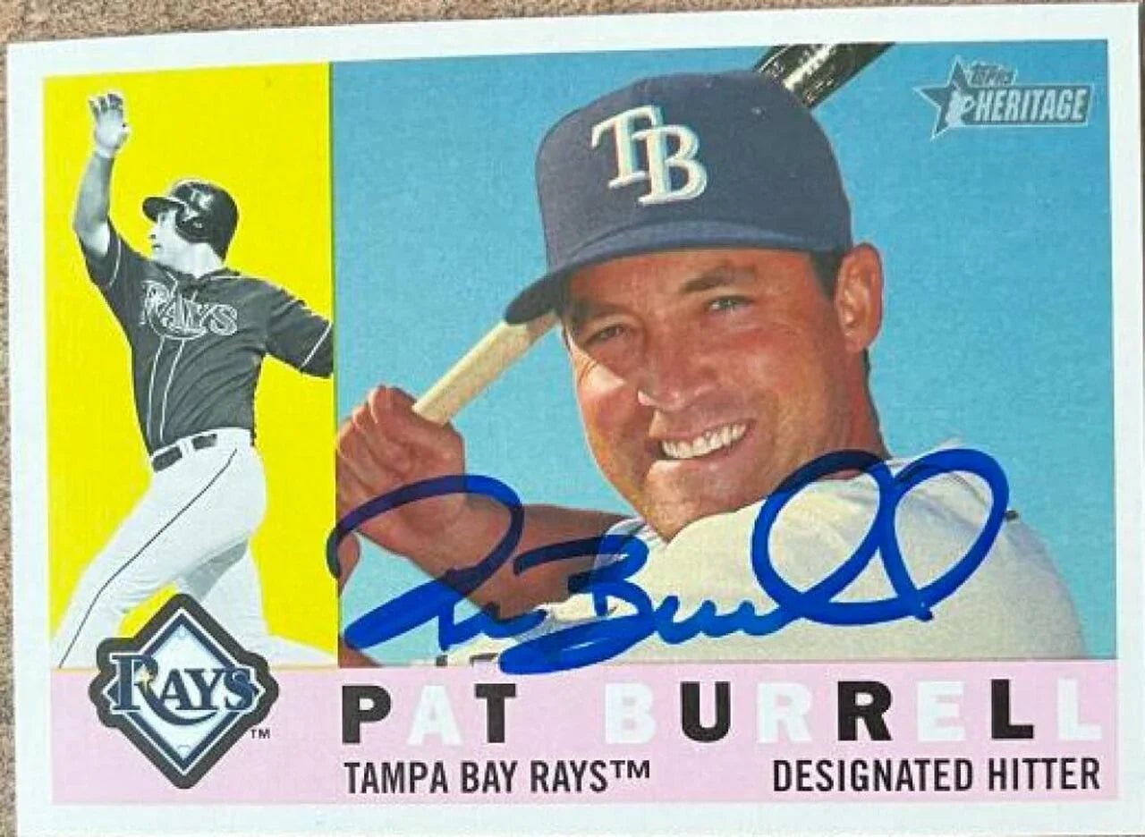 Pat Burrell Signed 2009 Topps Heritage Baseball Card - Tampa Bay Rays