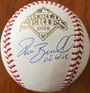 Pat Burrell Signed Rawlings Official 2008 World Series Baseball w/ 08 WS Insc