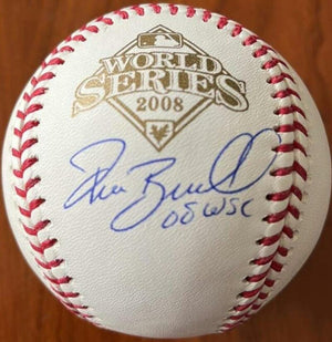 Pat Burrell Signed Rawlings Official 2008 World Series Baseball w/ 08 WS Insc - PastPros