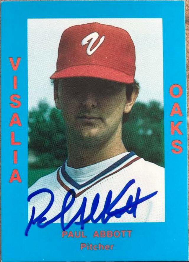 Paul Abbott Signed 1988 Cal League Baseball Card - Visalia Oaks - PastPros