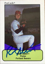 Paul Abbott Signed 1990 Pro Cards AAA Baseball Card - Portland Beavers