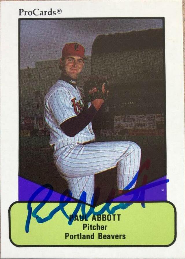 Paul Abbott Signed 1990 Pro Cards AAA Baseball Card - Portland Beavers - PastPros