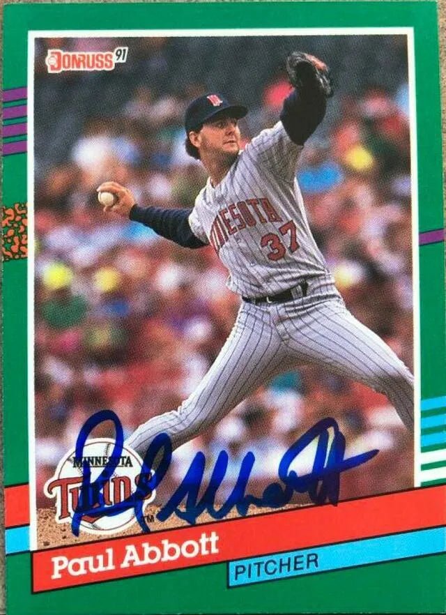 Paul Abbott Signed 1991 Donruss Baseball Card - Minnesota Twins