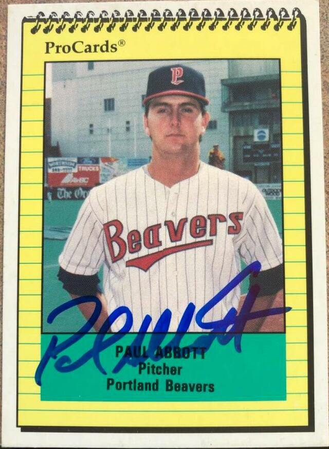 Paul Abbott Signed 1991 Pro Cards Baseball Card - Portland Beavers - PastPros