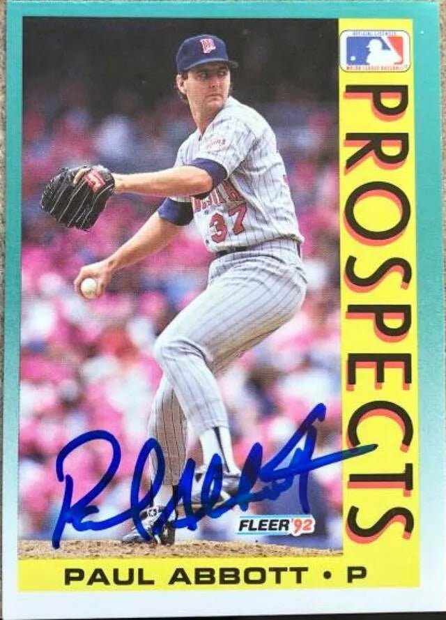 Paul Abbott Signed 1992 Fleer Baseball Card - Minnesota Twins