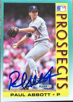 Paul Abbott Signed 1992 Fleer Baseball Card - Minnesota Twins - PastPros