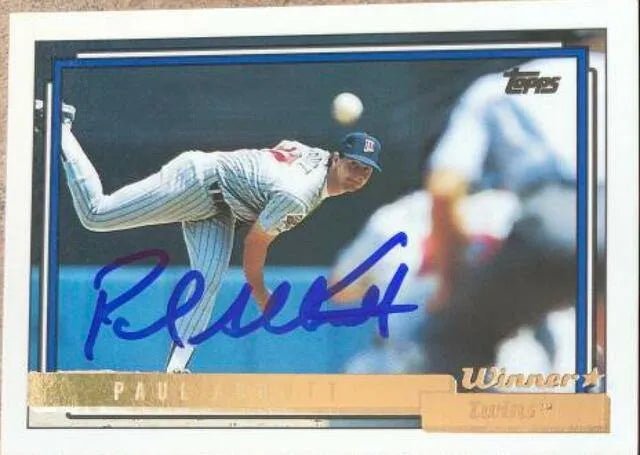 Paul Abbott Signed 1992 Topps Gold Winner Card - Minnesota Twins
