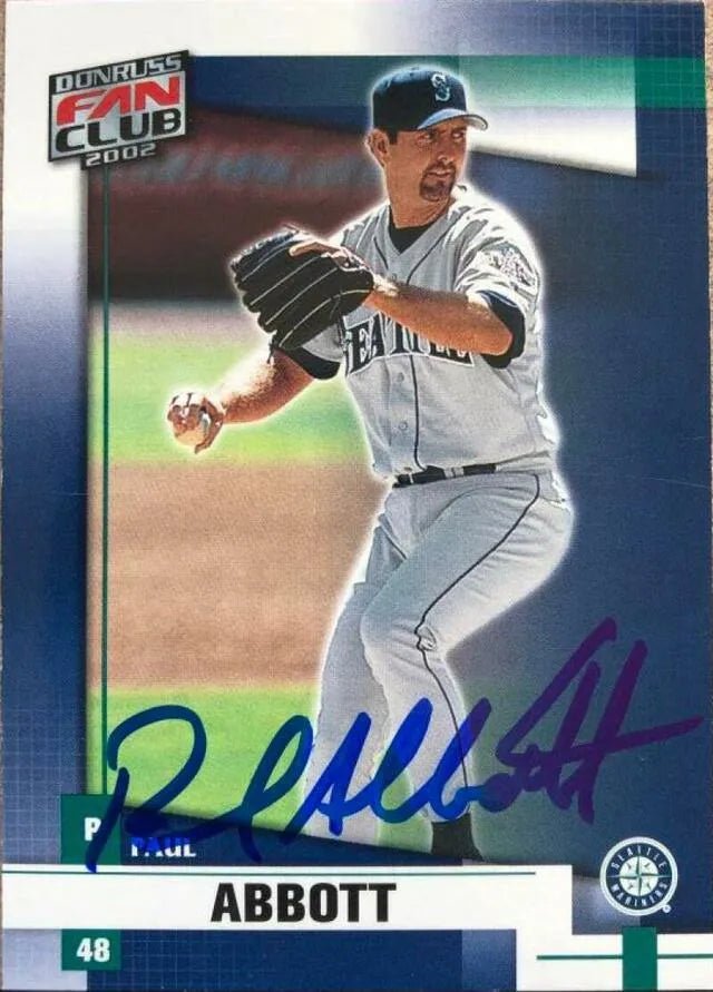 Paul Abbott Signed 2002 Donruss Fan Club Baseball Card - Seattle Mariners