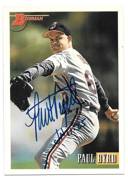 Paul Byrd Signed 1993 Bowman Baseball Card - Cleveland Indians - PastPros