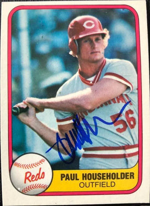 Paul Householder Signed 1981 Fleer Baseball Card - Cincinnati Reds - PastPros