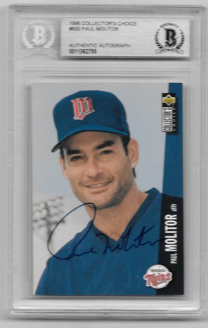 Paul Molitor Signed 1996 Collector's Choice Baseball Card - Minnesota Twins - BGS Certified - PastPros