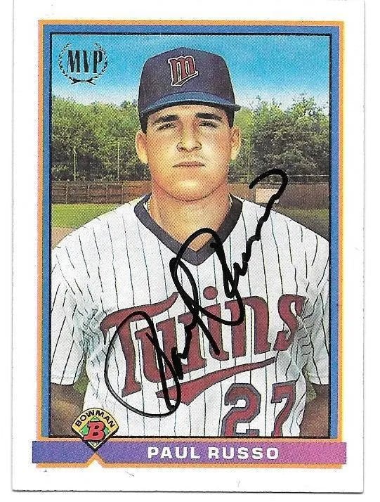 Paul Russo Signed 1991 Bowman Baseball Card - Minnesota Twins