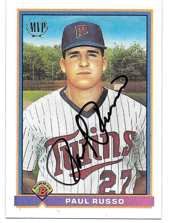 Paul Russo Signed 1991 Bowman Baseball Card - Minnesota Twins - PastPros
