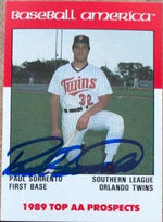 Paul Sorrento Signed 1989 Best Baseball America AA Prospects Baseball Card