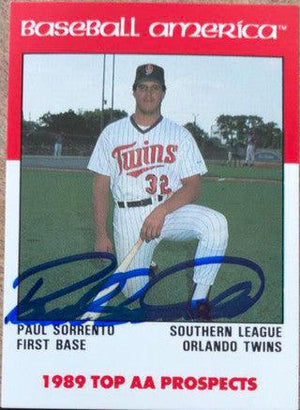 Paul Sorrento Signed 1989 Best Baseball America AA Prospects Baseball Card - PastPros