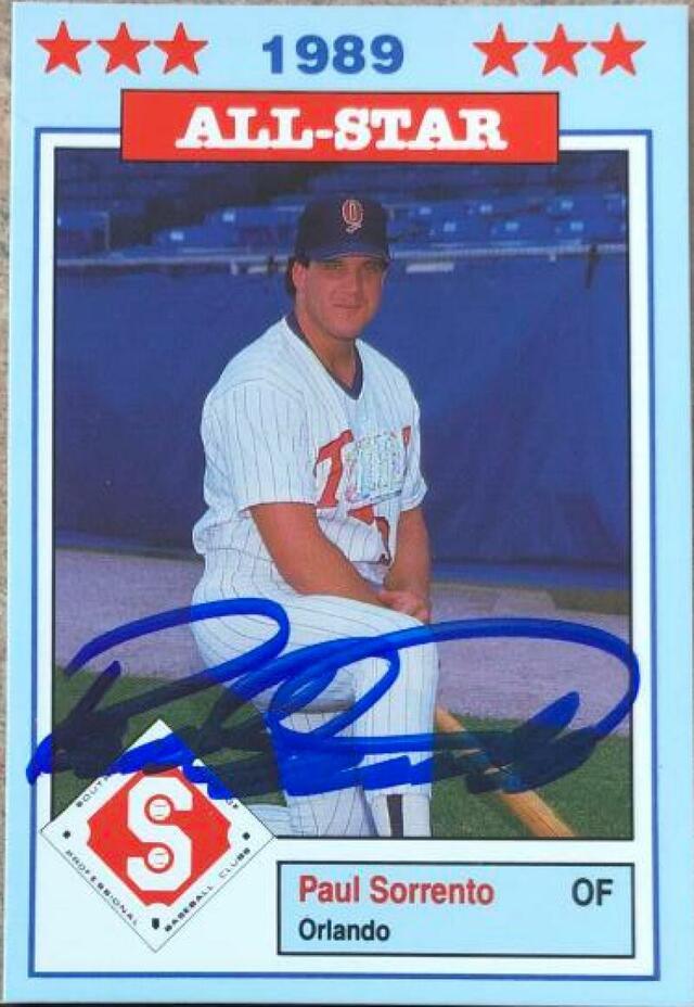 Paul Sorrento Signed 1989 Jennings Southern League All-Stars Baseball Card - Orlando Twins - PastPros