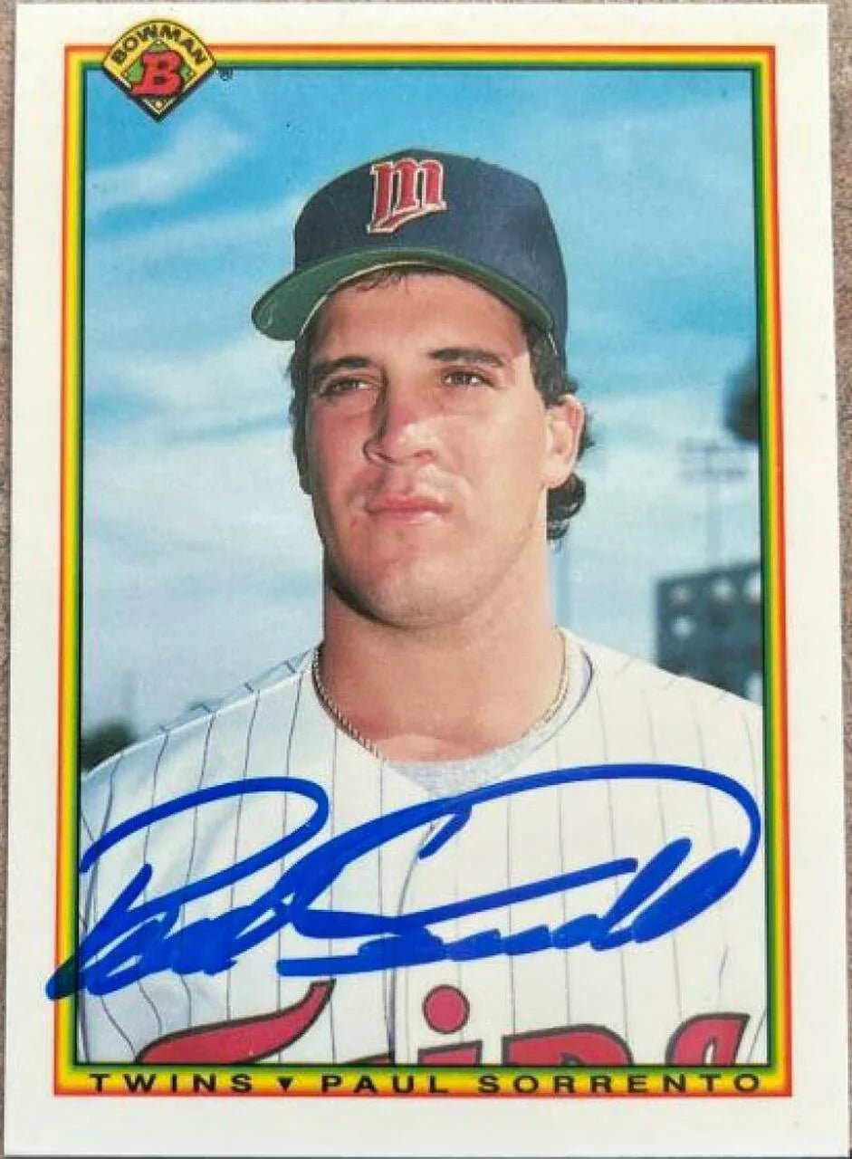 Paul Sorrento Signed 1990 Bowman Tiffany Baseball Card - Minnesota Twins