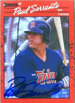 Paul Sorrento Signed 1990 Donruss Baseball Card - Minnesota Twins