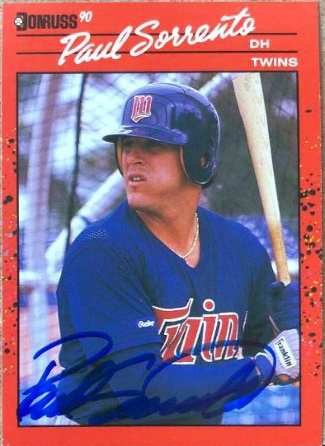 Paul Sorrento Signed 1990 Donruss Baseball Card - Minnesota Twins - PastPros