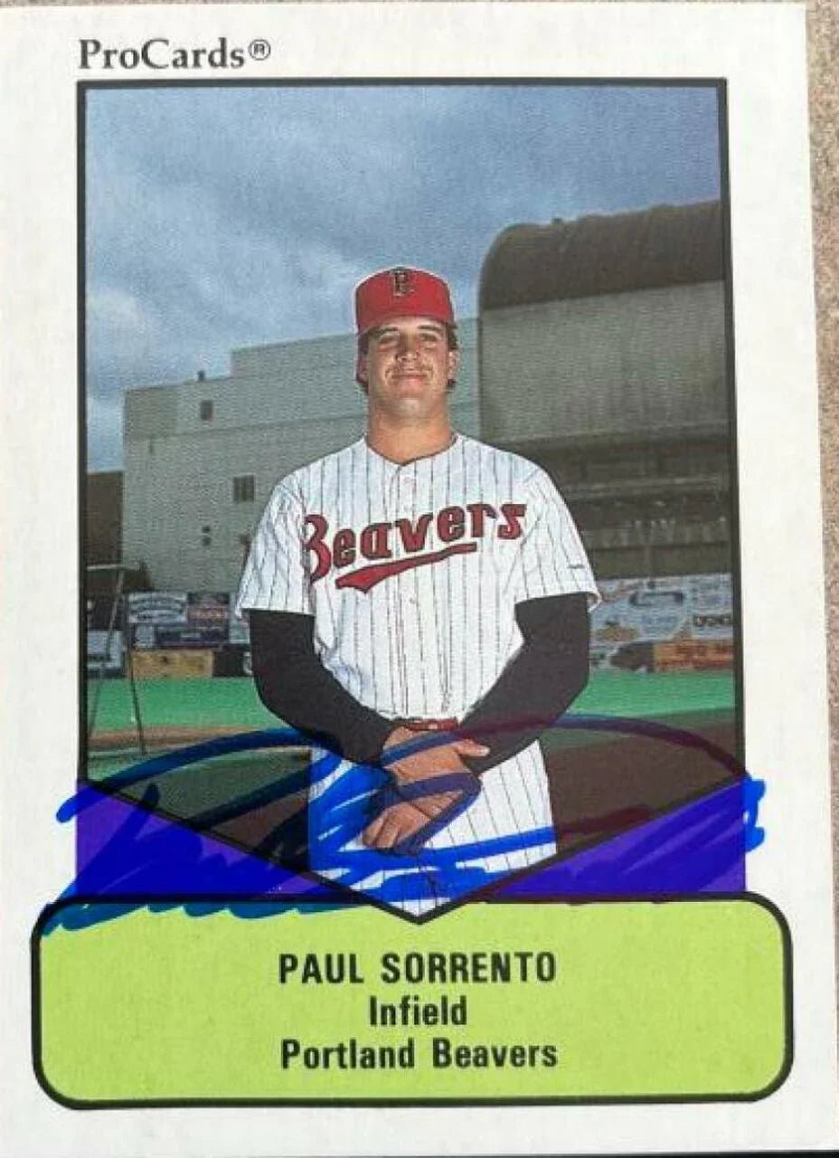 Paul Sorrento Signed 1990 Pro Cards AAA Baseball Card - Portland Beavers