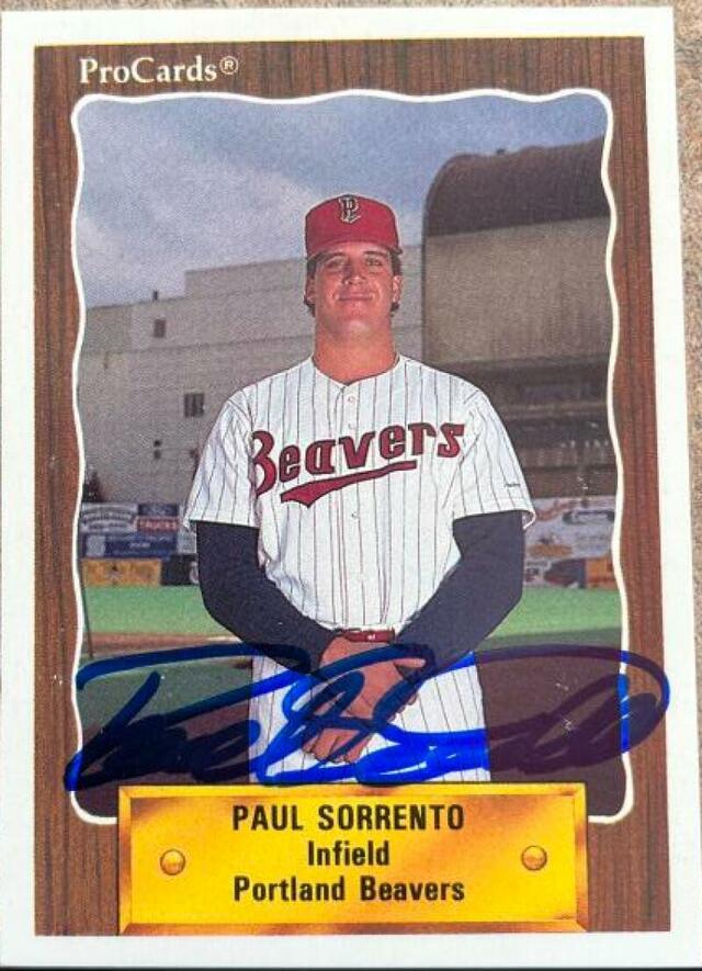 Paul Sorrento Signed 1990 Pro Cards Baseball Card - Portland Beavers - PastPros