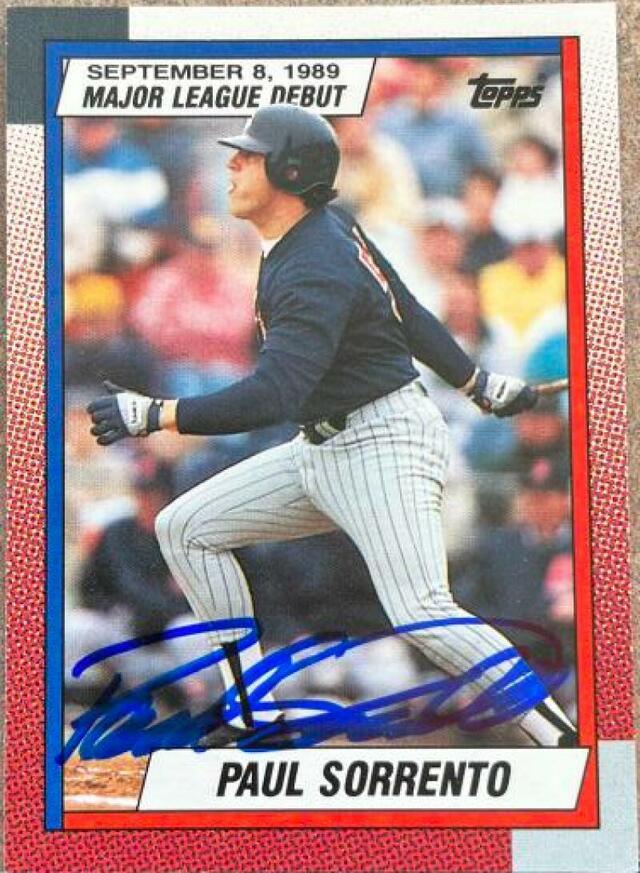 Paul Sorrento Signed 1990 Topps MLB Debut Baseball Card - Minnesota Twins - PastPros