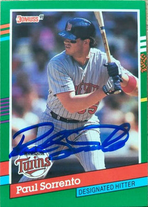 Paul Sorrento Signed 1991 Donruss Baseball Card - Minnesota Twins - PastPros