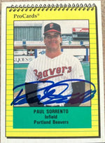Paul Sorrento Signed 1991 Pro Cards Baseball Card - Portland Beavers - PastPros