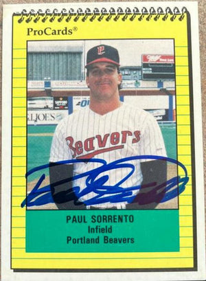 Paul Sorrento Signed 1991 Pro Cards Baseball Card - Portland Beavers - PastPros